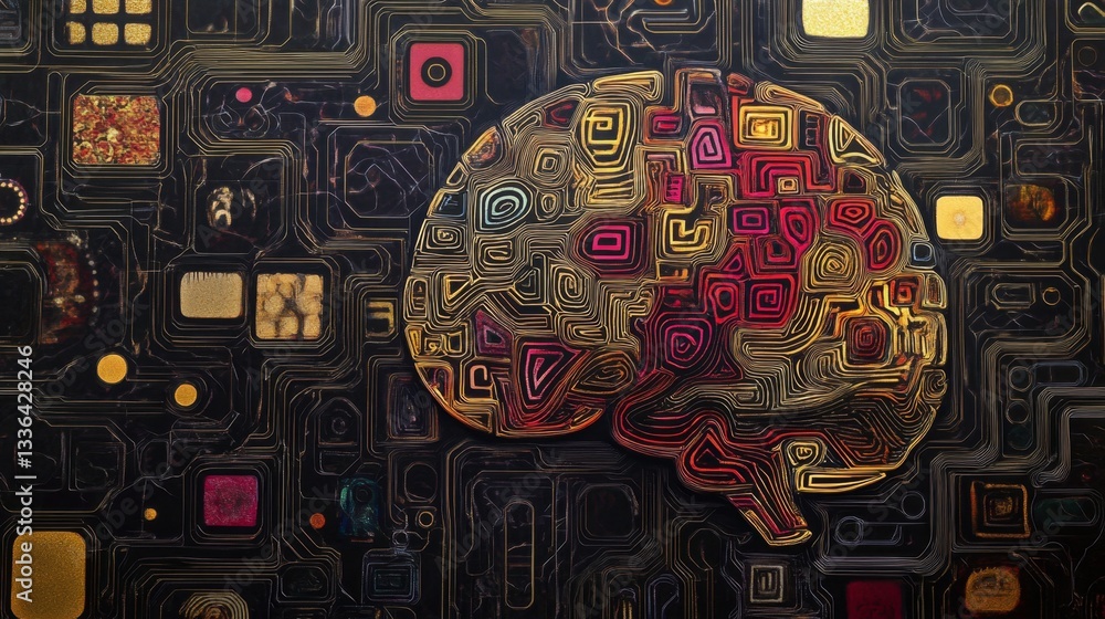 Poster exploring abstract machine learning visualization with gigapixel technology in digital art