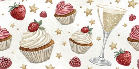 Elegant White Glitter Dessert Pairings: Luxury Texture Landscape Photography