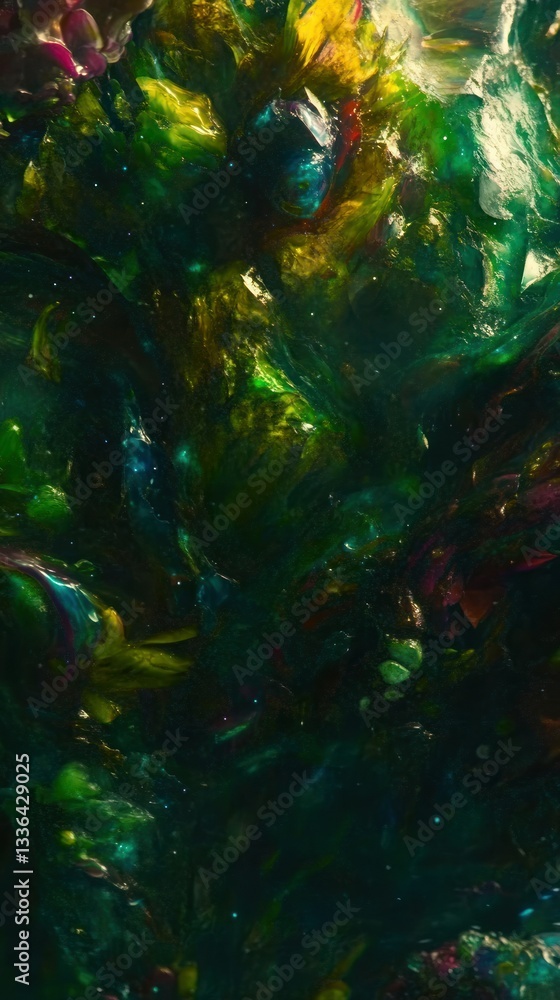 Poster Abstract artwork presents an intricate combination of colors and forms