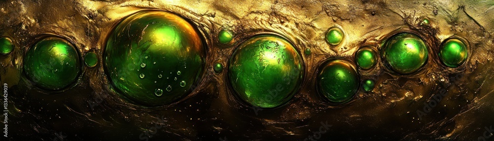 Poster Artistic rendering features several glowing green orbs in a row
