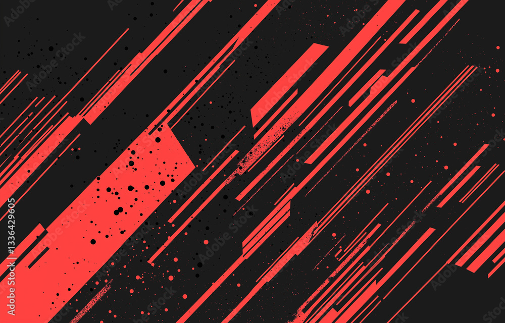 Poster red and black background with diagonal arrows, dark gradient, minimalist style, symmetrical composit
