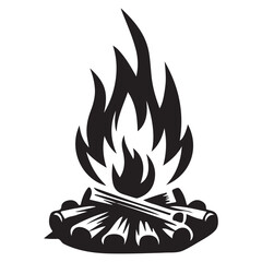 Ignite your Camping Adventures with Campfire Silhouette Vector Illustration