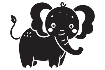Cute Elephant Silhouette Illustration Vector Art for Children Design Project