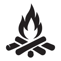 Campfire Silhouette Illustration Vector Art Burning Firewood Nature