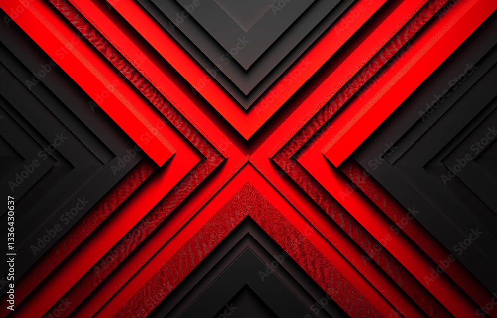 Poster red and black background with diagonal arrows, dark gradient, minimalist style, symmetrical composit