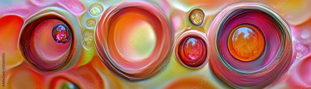 Poster Abstract image showing multiple rounded shapes with vibrant colors and highlights