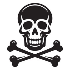 Skull and Crossbones Silhouette for Edgy Designs and Emblems