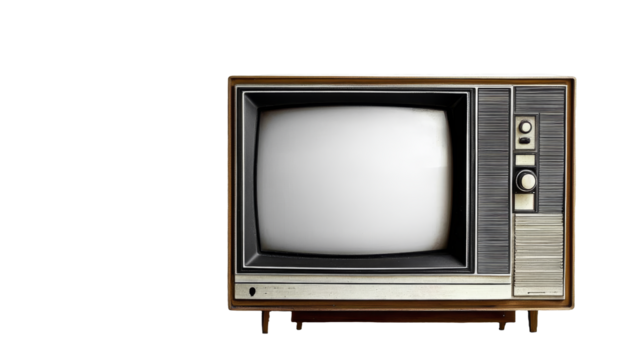 [Transparent Background PNG]Vintage Retro Television Set on White Wall