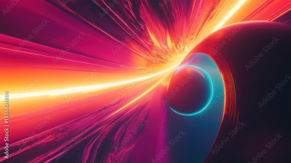 Poster a bright colorful abstract digital artwork featuring spherical shapes and lines