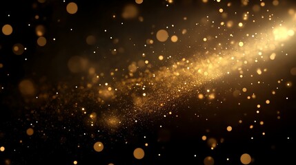 Obraz premium Golden Glittering Particles Abstract Background