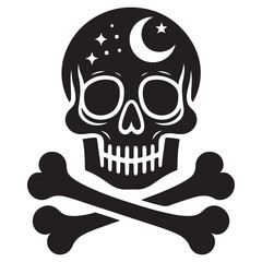 Skull And Crossbones Silhouette Vector Art For Spooky Designs