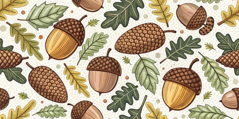 Low Light Acorn Homestead Pattern: Flat Manga Style Texture