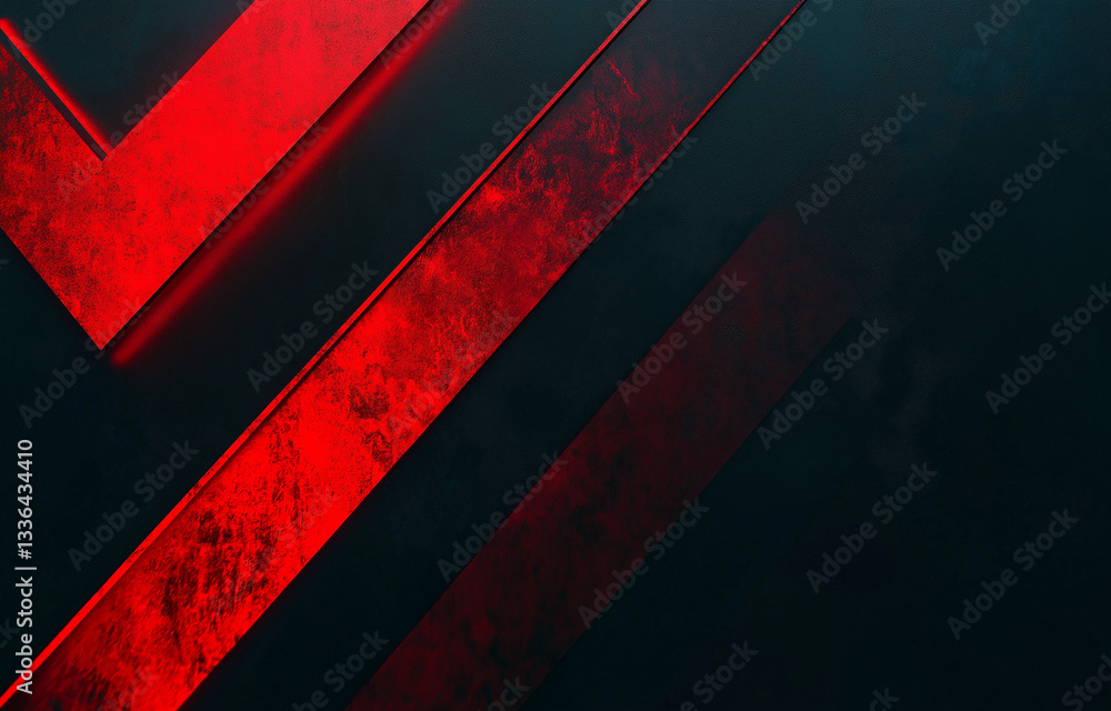 Poster red and black background with diagonal arrows, dark gradient, minimalist style, symmetrical composit