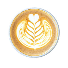 Latte art coffee top view
