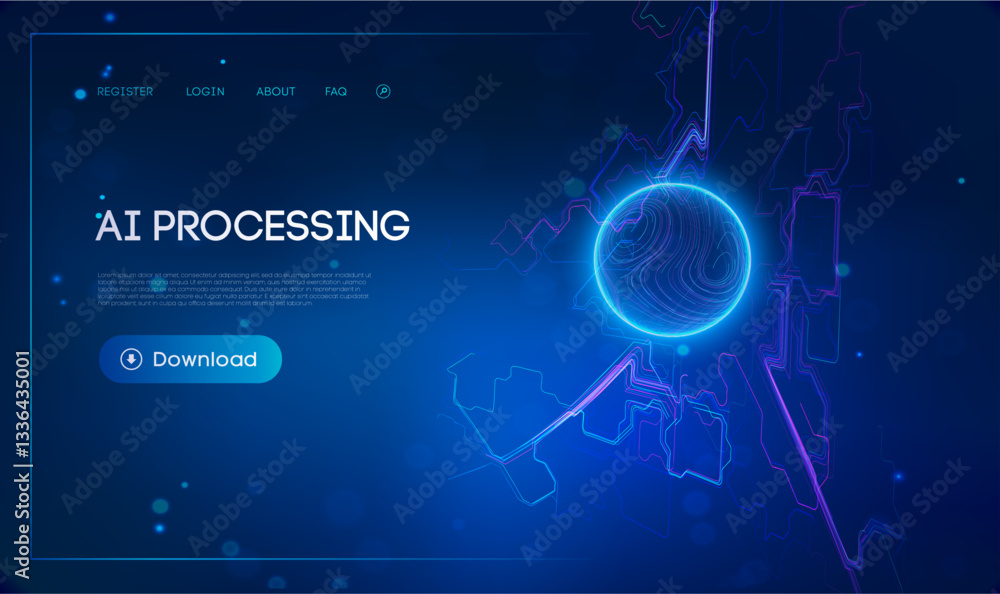 Fototapete ai automation and process optimization. business ai data mining concept. machine learning and data a