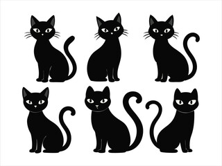 Obraz premium Cute Black Cat Silhouettes Set for Design