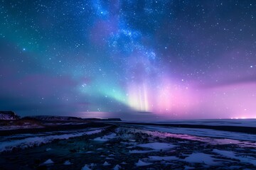 Neon colored aurora