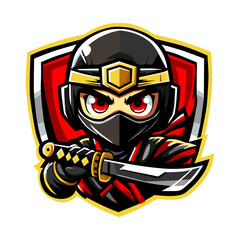 Fototapeta premium Ninja Mascot with Katana and Shield for Gaming