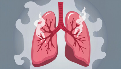 Lungs with smoke damage illustration, health awareness concept