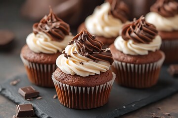 cupcakes with choc topping  
