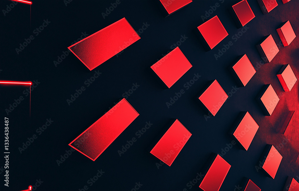 Poster red and black background with diagonal arrows, dark gradient, minimalist style, symmetrical composit
