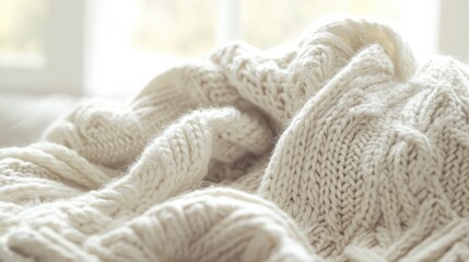 knitted multicolored product handmade. Selective focus.