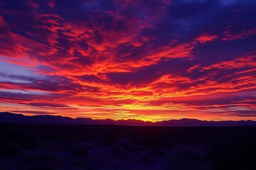 Fototapeta premium sandy twilight reveals a striking set of strong and vivid shades with sky lit in multiple tints of scarlet and plum 