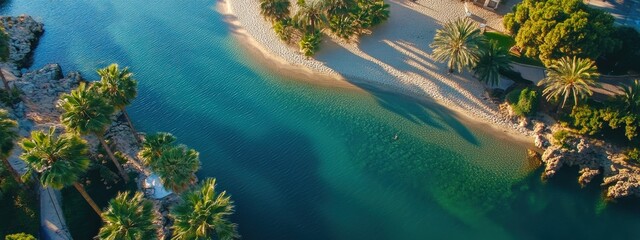 drone shot tropical beach view. Selective focus.