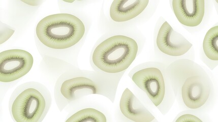 A Delicate and Elegant Seamless Pattern of Kiwi Slices, Perfect for Backgrounds, Prints, and Digital Art