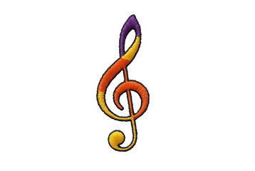 Fototapeta premium Colorful Musical Treble Clef Design with Vibrant Thread Patterns