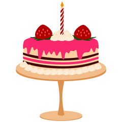 Birthday cake illustration, Vanida cake, chocolate, strawberry, bakery vector