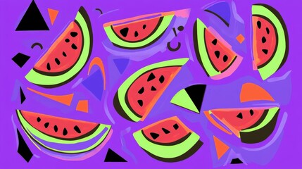 Naklejka premium Abstract Watermelon Pattern Design: A Vibrant Summer Fruit Print