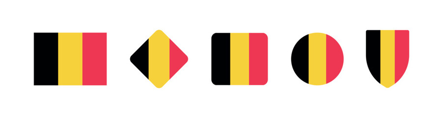 Fototapeta premium Vector Belgium National Flag icon collection. Set of Belgium Flag Icons in Various Shapes.