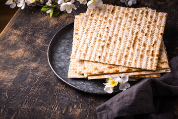 Traditional Jewish bread matzo for Passover