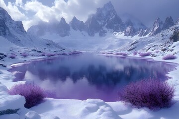 Purple lake and mountain