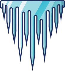 Hanging Icicles Frozen Winter Vector, Illustrated vector of sharp, hanging icicles with a glossy frozen effect, symbolizing winter, cold weather, and freezing temperatures.  
