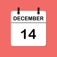 Fototapeta premium December 14. Daily Calendar icon for design. Simple design for business brochure, flyer, print media, advertisement. Easily editable.
