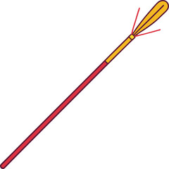 Illustration of a Traditional Firework Stick, A stylized illustration of a traditional firework stick, featuring a red handle and yellow tip with red fuse lines.
