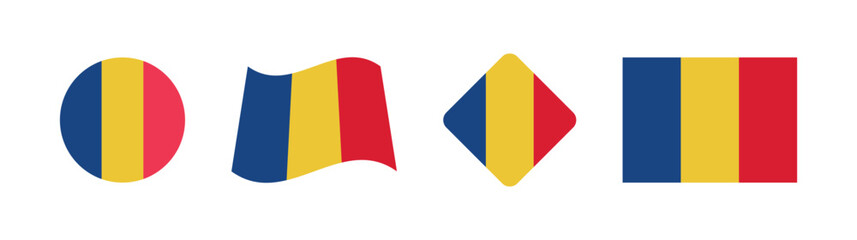Vector Romania National Flag icon collection. Flag set of Romania various styles.