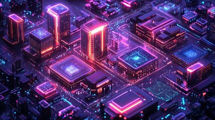 Futuristic 3D Blockchain Network Illustration: Neon Cubes, Encryption Patterns, and Data Nodes Depicting Advanced Decentralized Systems for Modern Digital Applications.