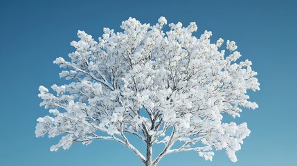 Snowy tree against clear sky. Possible use Nature, winter, seasonal