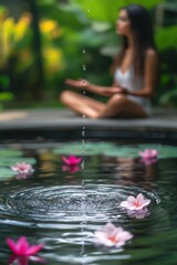 woman in spa in nature in Bali. Selective focus.