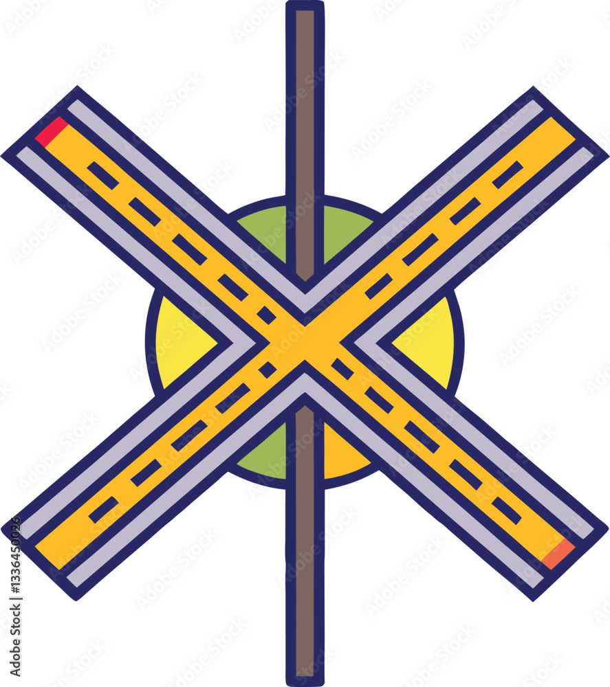 Poster abstract road intersection with circular design, a stylized abstract design of a road intersection w