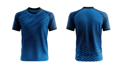 Mockup of a blank royal blue tshirt front and back isolated on white background. Generative Ai