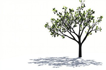 Obraz premium Tree with fresh green leaves isolated on white background for environmental project