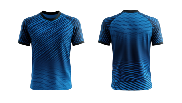 Mockup of a blank royal blue tshirt front and back isolated on white background. Generative Ai