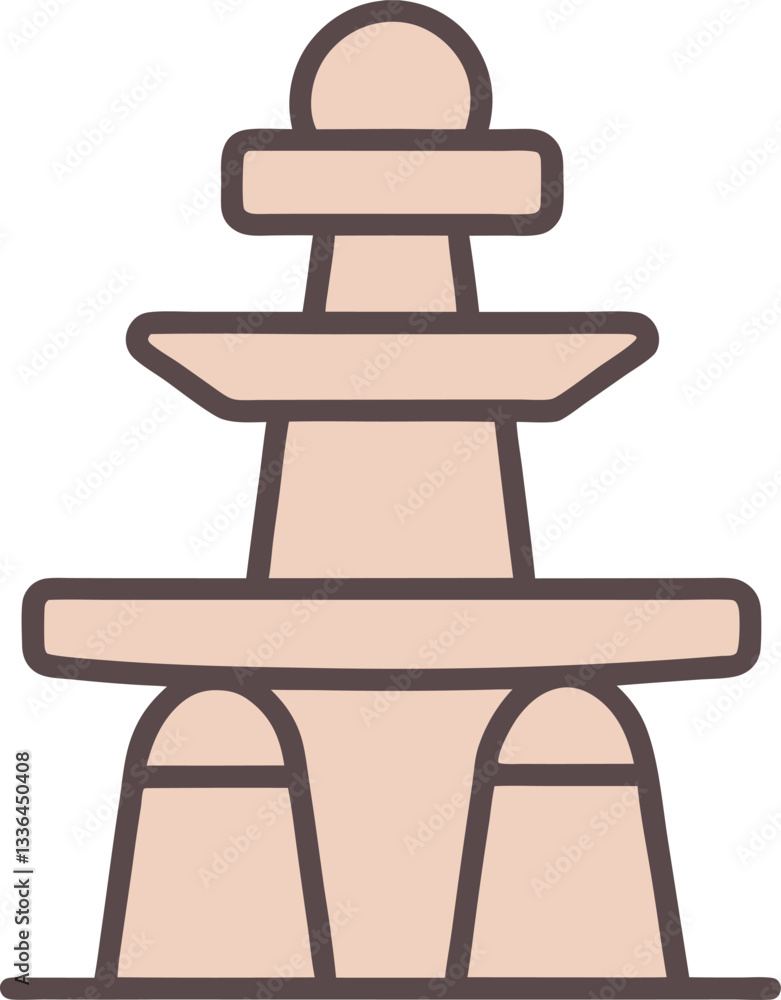 Poster simple stacked tower shape in neutral tones, an abstract illustration of a stacked tower with soft, 