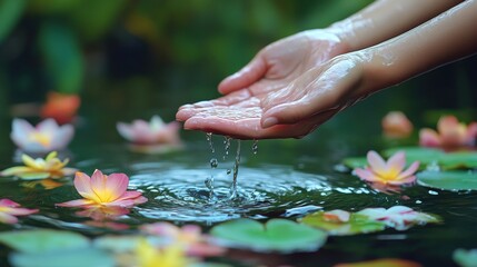 woman in spa in nature in Bali. Selective focus.