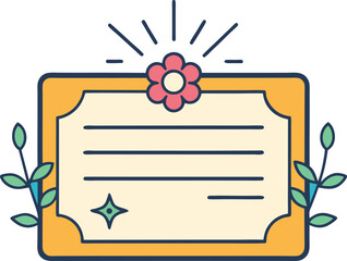 Floral Certificate Design with Decorative Border, A colorful certificate design featuring a flower, decorative border, and space for personalized text.
