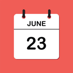 June 23. Daily Calendar icon for design. Simple design for business brochure, flyer, print media, advertisement. Easily editable.